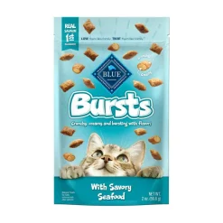 New Blue Buffalo BLUE Tastefuls Blue Buffalo BLUE Bursts Savory Seafood Crunchy & Creamy Cat Treats