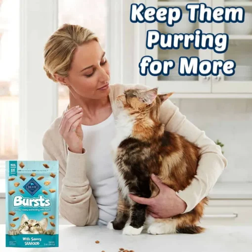 New Blue Buffalo BLUE Tastefuls Blue Buffalo BLUE Bursts Savory Seafood Crunchy & Creamy Cat Treats