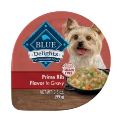 New Blue Buffalo BLUE Life Protection Formula Blue Buffalo BLUE Delights Adult Prime Rib Flavor in Hearty Gravy Small Breed Wet Dog Food
