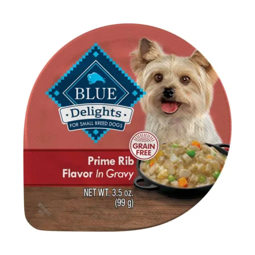 New Blue Buffalo BLUE Life Protection Formula Blue Buffalo BLUE Delights Adult Prime Rib Flavor in Hearty Gravy Small Breed Wet Dog Food