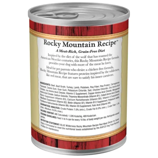 Best Blue Buffalo BLUE Wilderness Senior Rocky Mountain Recipe Red Meat Recipe Wet Dog Food