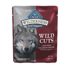 Clearance Blue Buffalo BLUE Wilderness Wild Cuts Trail Toppers Adult Chunky Salmon Bites in Hearty Gravy Dog Food Topper
