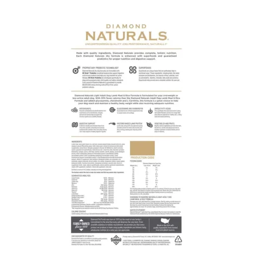 Fashion Diamond Naturals Light Adult Dog Lamb Meal & Rice Formula Dry Dog Food