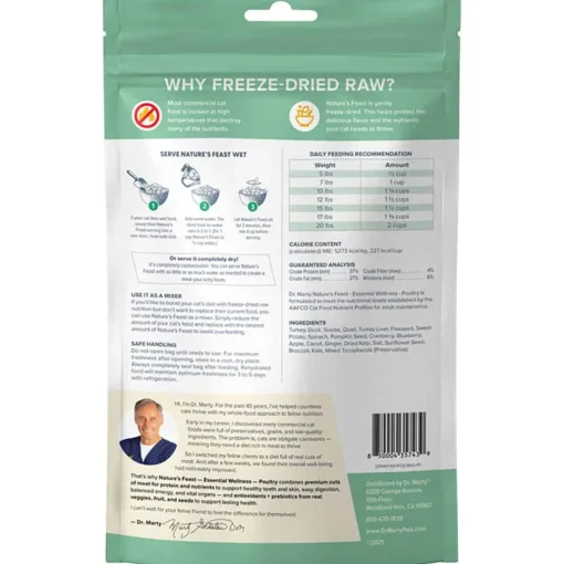 New Dr. Marty Nature's Feast Essential Wellness Poultry Premium Freeze-Dried Raw Cat Food