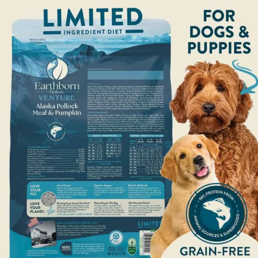 Outlet Earthborn Holistic Limited Ingredient Diet Venture Alaska Pollock Meal & Pumpkin Grain Free Dry Dog Food