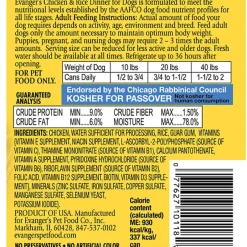 Clearance Evangers Heritage Classics Chicken and Rice Dinner Canned Dog Food