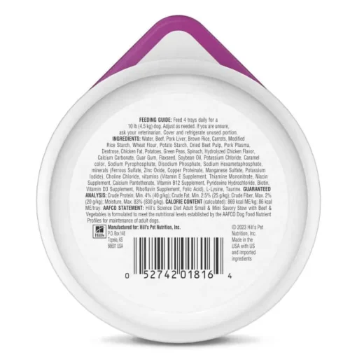 Sale Hill's Science Diet Adult Small & Mini Breed Savory Stew with Beef & Vegetables Wet Dog Food