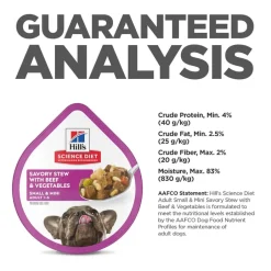 Sale Hill's Science Diet Adult Small & Mini Breed Savory Stew with Beef & Vegetables Wet Dog Food