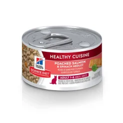 Clearance Hill's Science Diet Adult Healthy Cuisine Poached Salmon & Spinach Medley Wet Cat Food