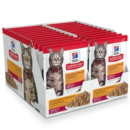 New Hill's Science Diet Adult Chicken & Spinach Casserole Wet Cat Food Pouches