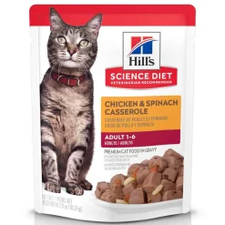 New Hill's Science Diet Adult Chicken & Spinach Casserole Wet Cat Food Pouches