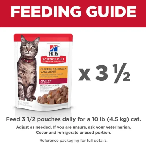 New Hill's Science Diet Adult Chicken & Spinach Casserole Wet Cat Food Pouches