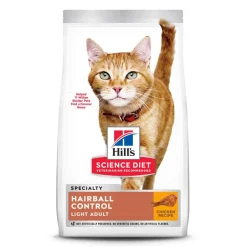 Clearance Hill's Science Diet Adult Light Hairball Control Chicken Recipe Dry Cat Food