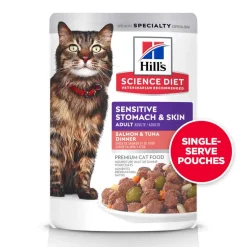 New Hill's Science Diet Sensitive Stomach & Skin Salmon & Tuna Dinner Wet Cat Food Pouches