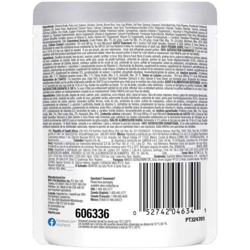 New Hill's Science Diet Sensitive Stomach & Skin Salmon & Tuna Dinner Wet Cat Food Pouches