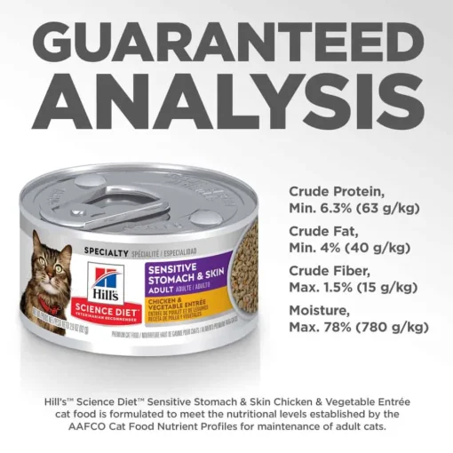 Clearance Hill's Science Diet Sensitive Stomach & Skin Chicken & Vegetable Entree Wet Cat Food