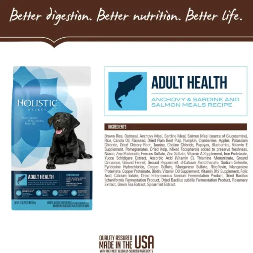 Outlet Holistic Select Natural Adult Health Anchovy, Sardine & Salmon Meal Dry Dog Food