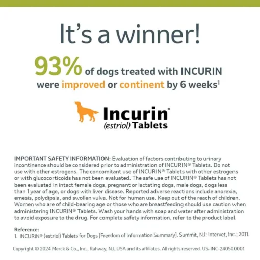 Online Incurin (Estriol) - Urinary Incontinence Treatment Chewable Tablets for Dogs
