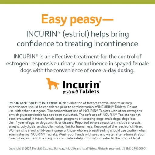 Online Incurin (Estriol) - Urinary Incontinence Treatment Chewable Tablets for Dogs