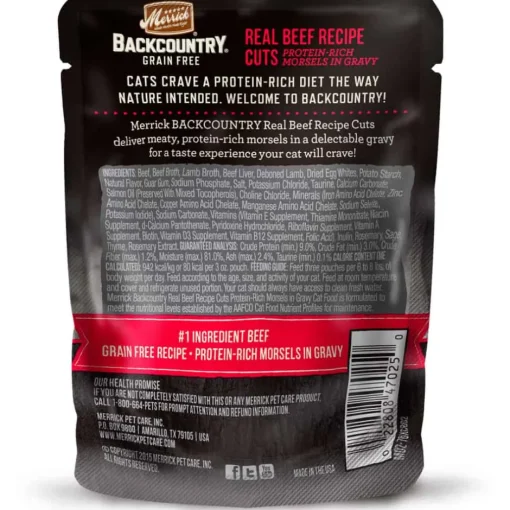 Best Merrick Backcountry Grain Free Real Beef Cuts Cat Food Pouch