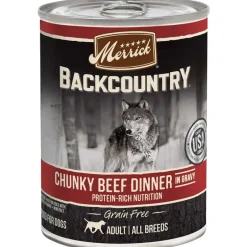 New Merrick Backcountry Grain Free Chunky Beef Canned Dog Food