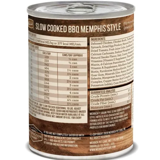 Best Merrick Grain Free Slow Cooked BBQ Memphis Style Chicken Canned Dog Food