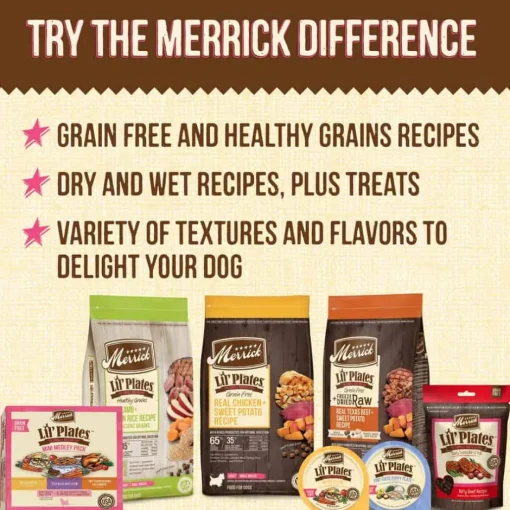 New Merrick Lil' Plates Grain Free Sufrin & Turfin Supper in Gravy Dog Food Tray