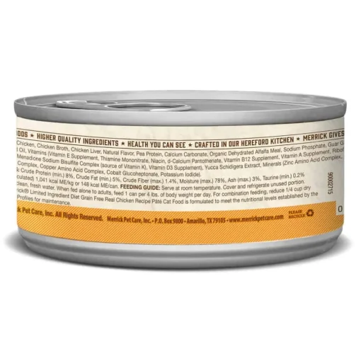 New Merrick Limited Ingredient Diet Grain Free Real Chicken Pate Canned Cat Food