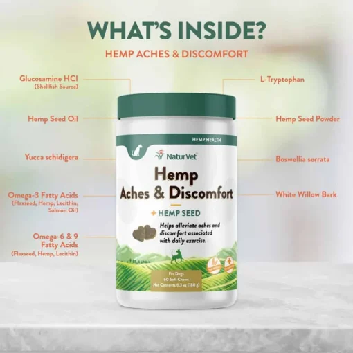 Best NaturVet Hemp Aches & Discomfort Plus Hemp Seed Supplement for Dogs