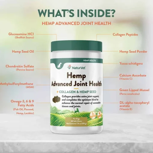 Best NaturVet Hemp Advanced Joint Health Supplement with Collagen for Dogs