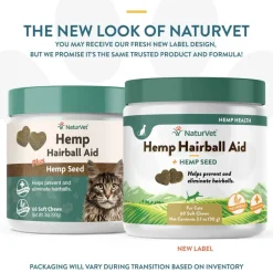 New NaturVet Hemp Hairball Aid Plus Hemp Seed Supplement for Cats