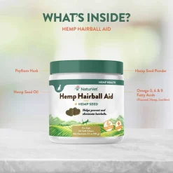 New NaturVet Hemp Hairball Aid Plus Hemp Seed Supplement for Cats