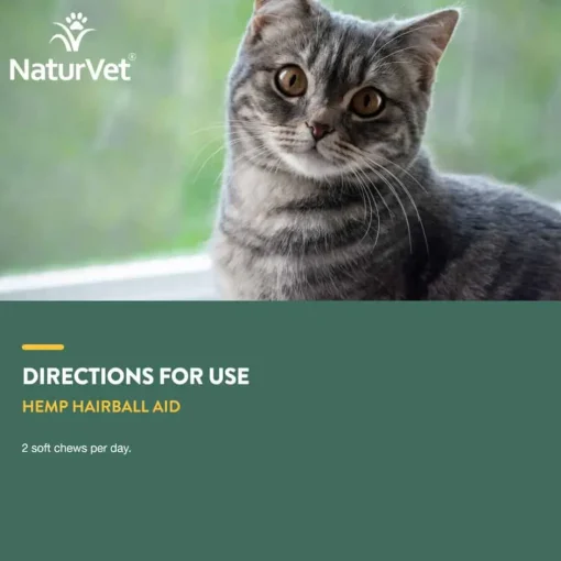 New NaturVet Hemp Hairball Aid Plus Hemp Seed Supplement for Cats