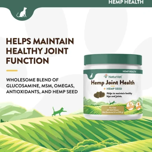 Hot NaturVet Hemp Joint Health Plus Hemp Seed Supplement for Cats