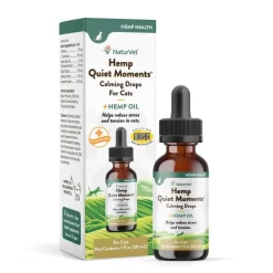 New NaturVet Hemp Quiet Moments Hemp Oil Calming Drops Supplement for Cat