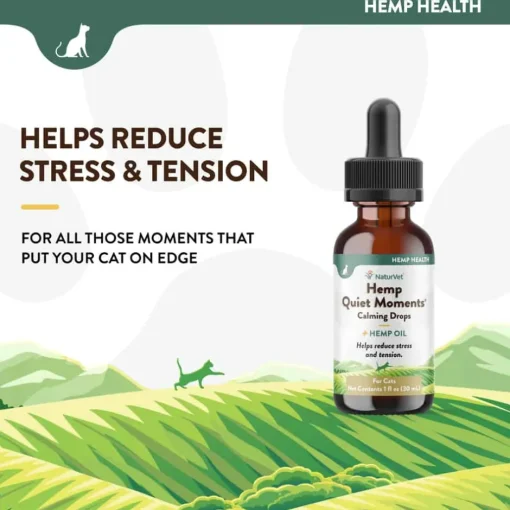 New NaturVet Hemp Quiet Moments Hemp Oil Calming Drops Supplement for Cat