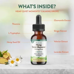 New NaturVet Hemp Quiet Moments Hemp Oil Calming Drops Supplement for Cat
