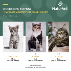 New NaturVet Hemp Quiet Moments Hemp Oil Calming Drops Supplement for Cat