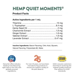New NaturVet Hemp Quiet Moments Hemp Oil Calming Drops Supplement for Cat