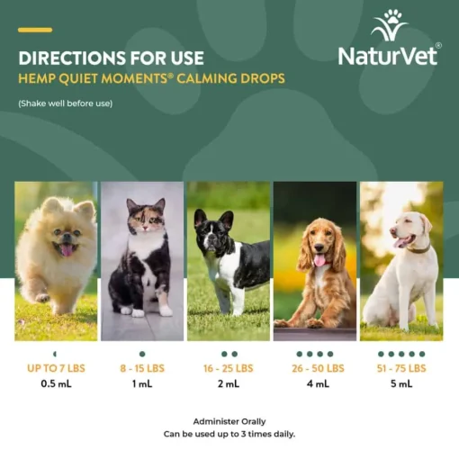 Online NaturVet Hemp Quiet Moments Hemp Oil Calming Drops for Dogs & Cats