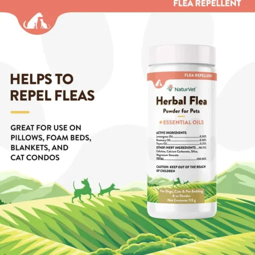 Discount NaturVet Herbal Flea Powder Plus Essential Oils for Dogs & Cats