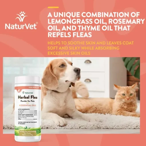 Discount NaturVet Herbal Flea Powder Plus Essential Oils for Dogs & Cats