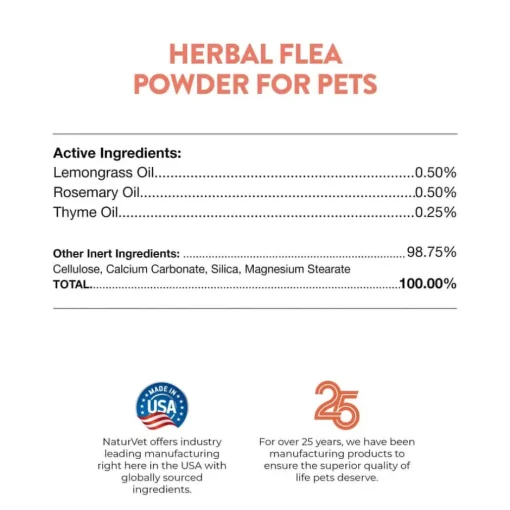 Discount NaturVet Herbal Flea Powder Plus Essential Oils for Dogs & Cats