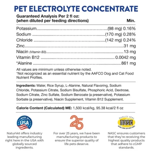 Outlet NaturVet Pet Electrolyte Liquid Concentrate for Dogs and Cats