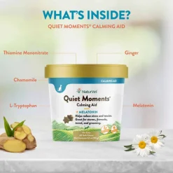 Fashion NaturVet Quiet Moments Calming Aid Plus Melatonin Supplement Soft Chews for Cats