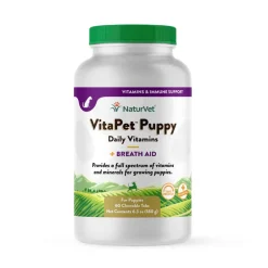 Hot NaturVet VitaPet Puppy Daily Vitamins Plus Breath Aid Supplement for Dogs