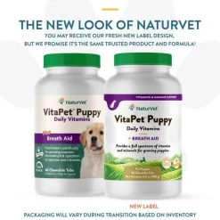 Hot NaturVet VitaPet Puppy Daily Vitamins Plus Breath Aid Supplement for Dogs