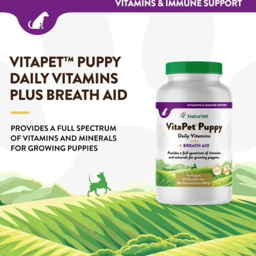 Hot NaturVet VitaPet Puppy Daily Vitamins Plus Breath Aid Supplement for Dogs