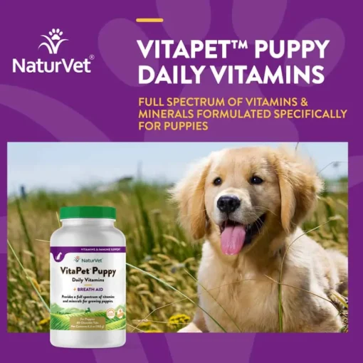 Hot NaturVet VitaPet Puppy Daily Vitamins Plus Breath Aid Supplement for Dogs