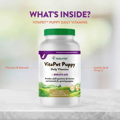 Hot NaturVet VitaPet Puppy Daily Vitamins Plus Breath Aid Supplement for Dogs